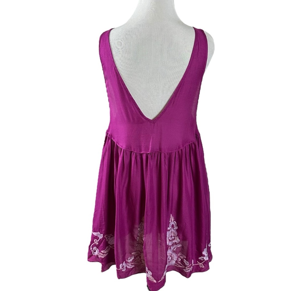 Free People Bohemian Embroidered Aida Mini Slip Dress Purple Small Summer NWT - Picture 8 of 15